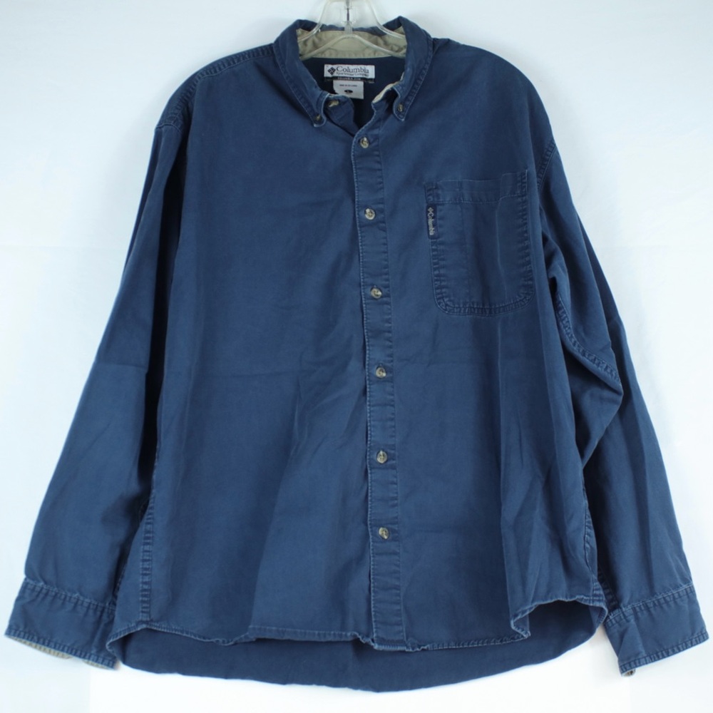 Columbia Sportswear Blue Longsleeve Button Up Work Shirt Mens Size L